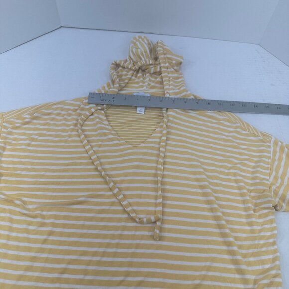 Sunday Women's Size Small Top Hoodie Striped Yellow White Preowned - Picture 6 of 14
